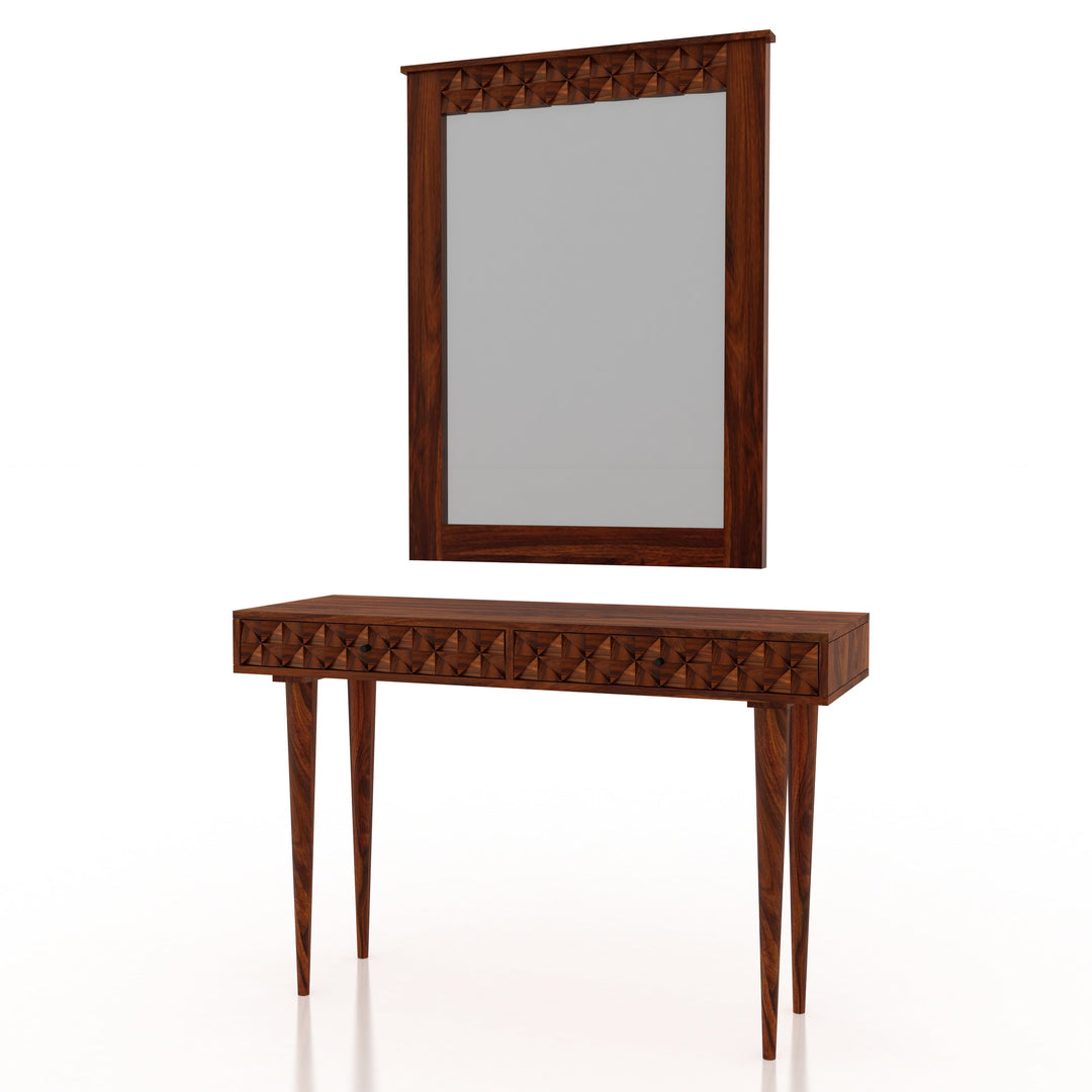 Silvia Solid Sheesham Wood Console With Mirror