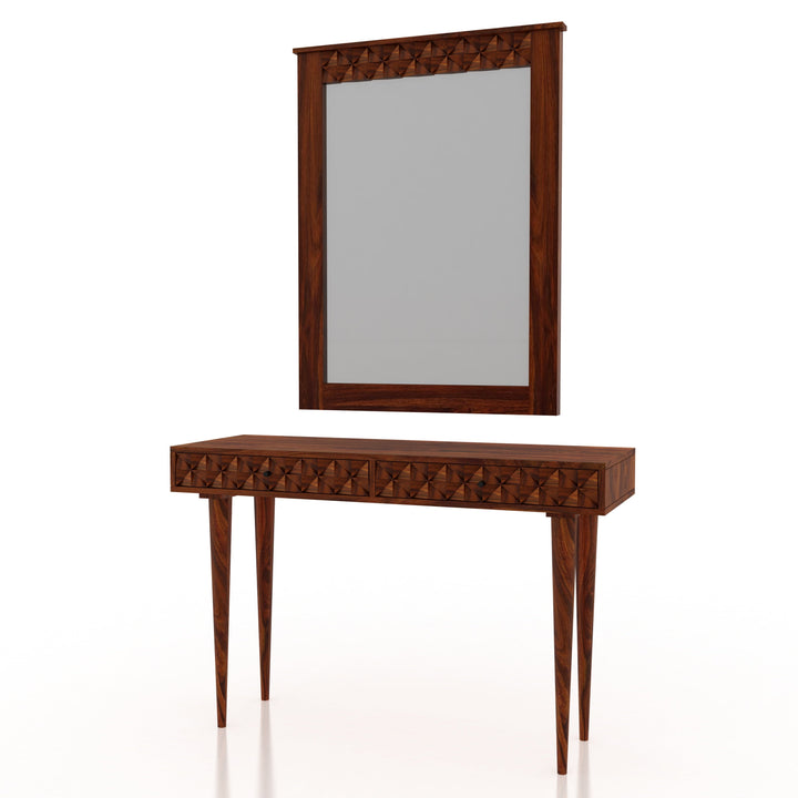 Silvia Solid Sheesham Wood Console With Mirror