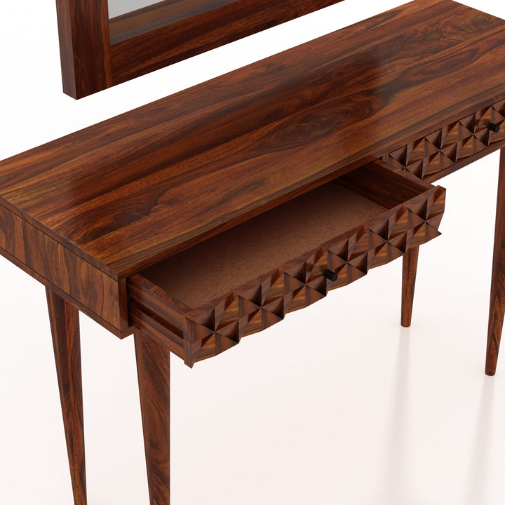 Silvia Solid Sheesham Wood Console With Mirror