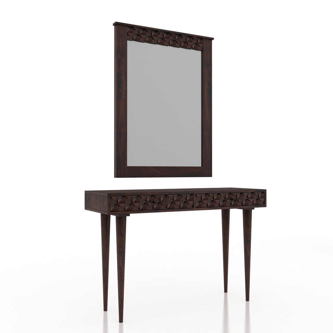 Silvia Solid Sheesham Wood Console With Mirror
