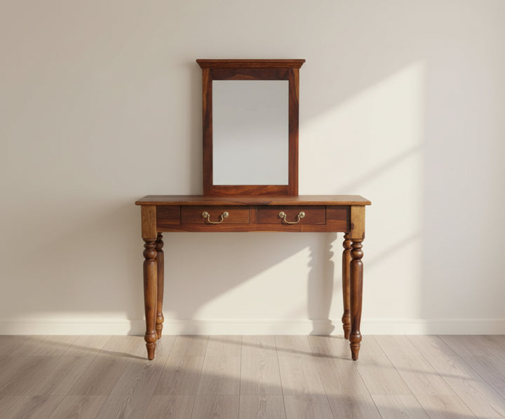 Calgary Solid Wood Dressing Table With Wall Hanging Mirror
