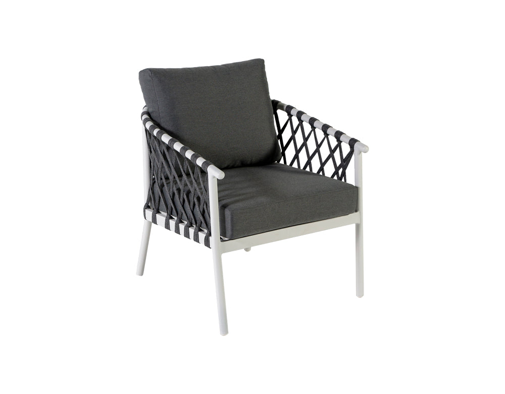 Etta Outdoor Sofa Set 2 Seater , 2 Single seater and 1 Center Table (White +Grey) Braided & Rope