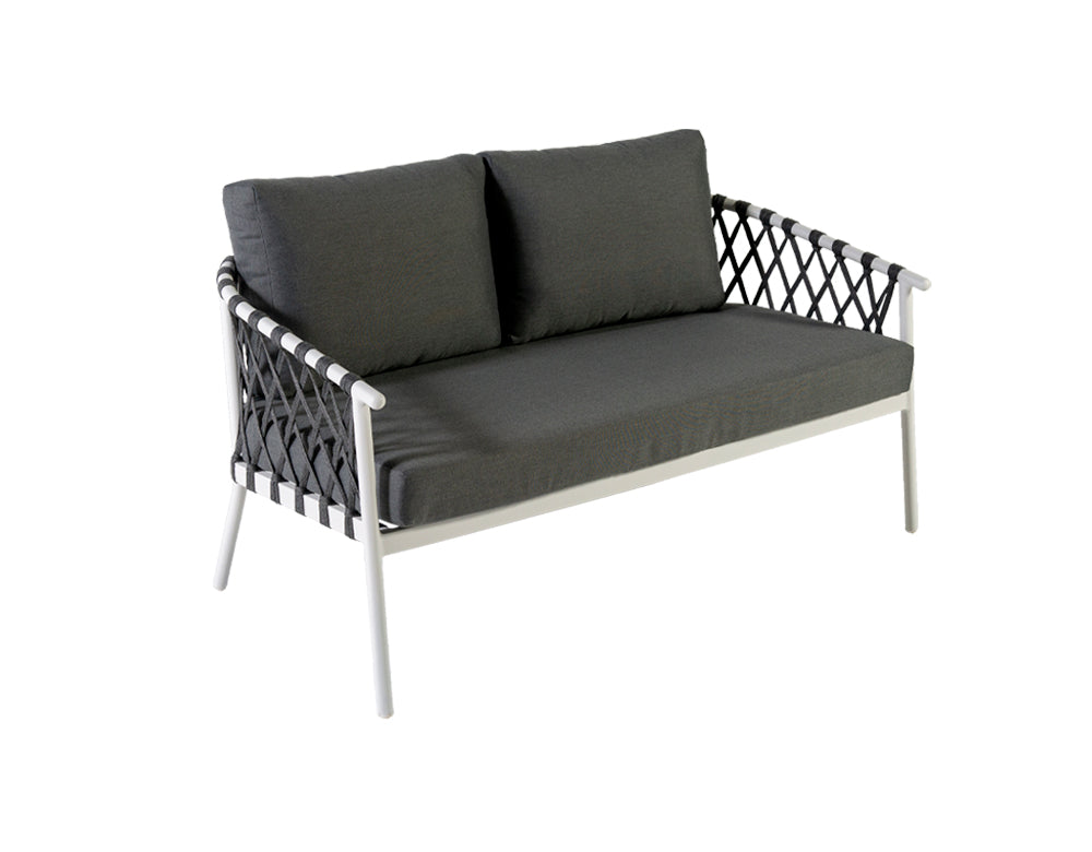 Etta Outdoor Sofa Set 2 Seater , 2 Single seater and 1 Center Table (White +Grey) Braided & Rope