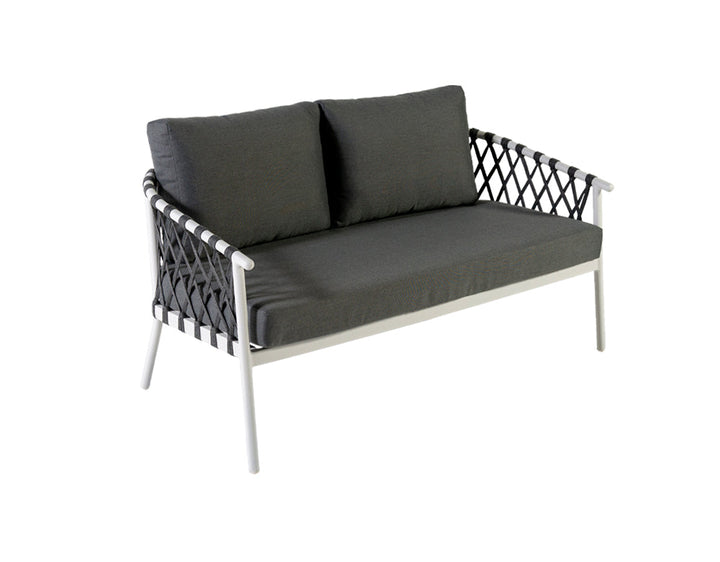 Etta Outdoor Sofa Set 2 Seater , 2 Single seater and 1 Center Table (White +Grey) Braided & Rope