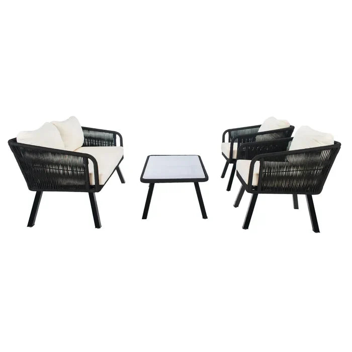 Deifilia Outdoor Sofa Set 2 Seater, 2 Single seater And 1 Table Set Braided & Rope