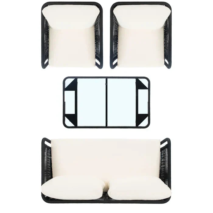 Deifilia Outdoor Sofa Set 2 Seater, 2 Single seater And 1 Table Set Braided & Rope