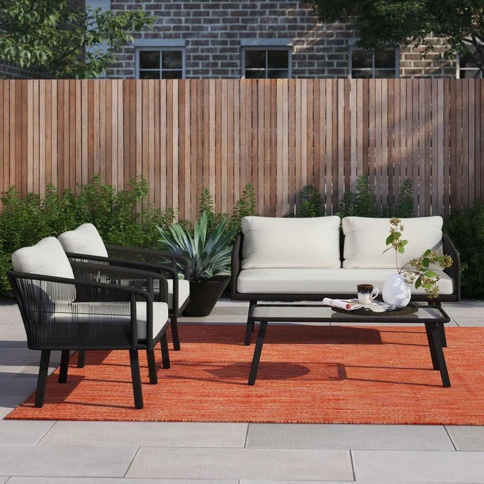 Deifilia Outdoor Sofa Set 2 Seater, 2 Single seater And 1 Table Set Braided & Rope