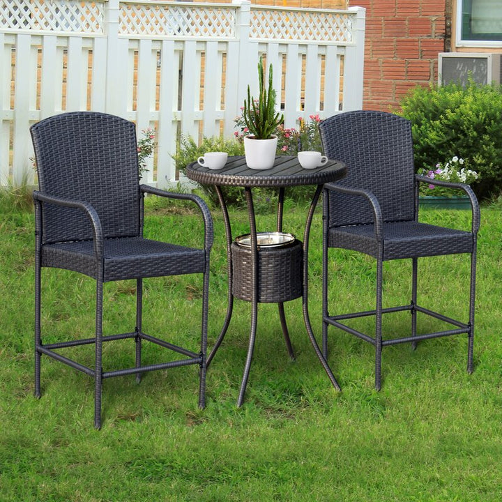 Elisa Outdoor Patio Bar Sets 2 Chairs and 1 Table (Black)