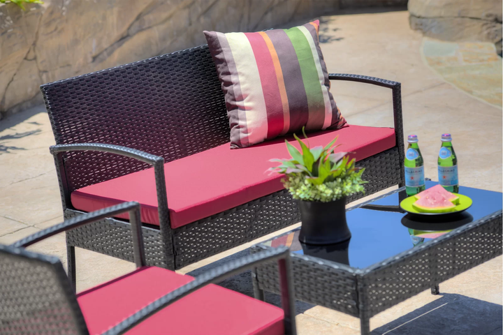 Aver Outdoor Sofa Set 2 Seater , 2 Single seater and 1 Center Table Set (Black)