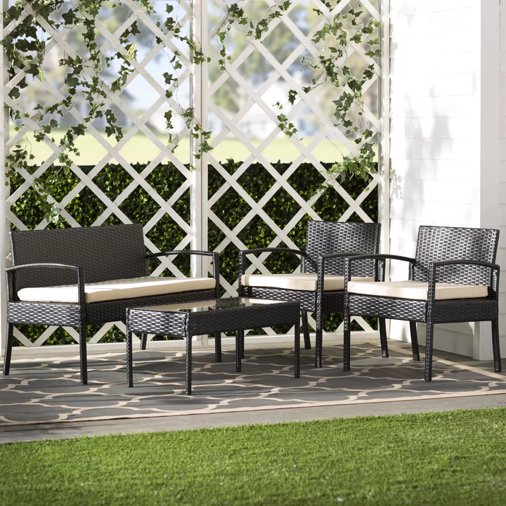 Aver Outdoor Sofa Set 2 Seater , 2 Single seater and 1 Center Table Set (Black)