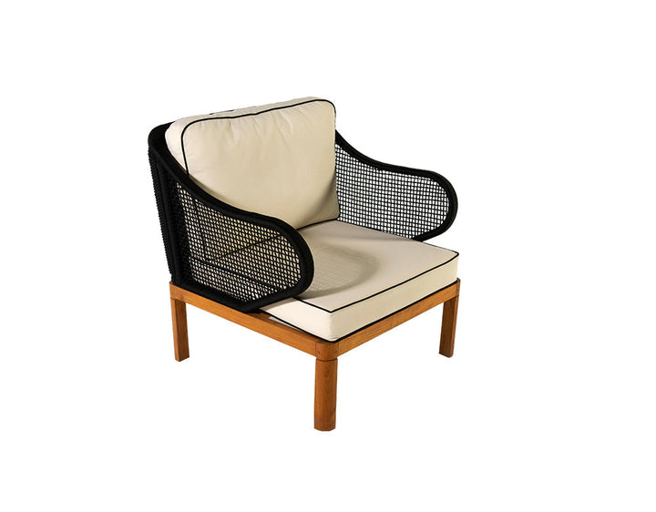 Laur Outdoor Sofa Set 2 Seater , 2 Single seater and 1 Center Table (Black + Beige) Braided & Rope