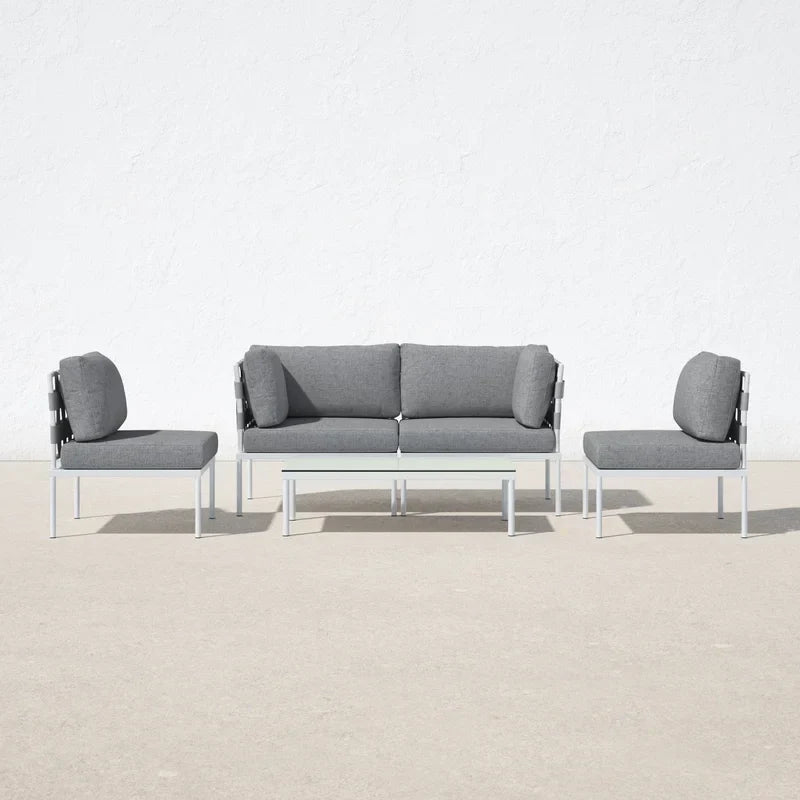 Ilin Outdoor Garden Balcony Sofa Set 2 Seater, 2 Single seater and 1 Center Table Set Braid & Rope