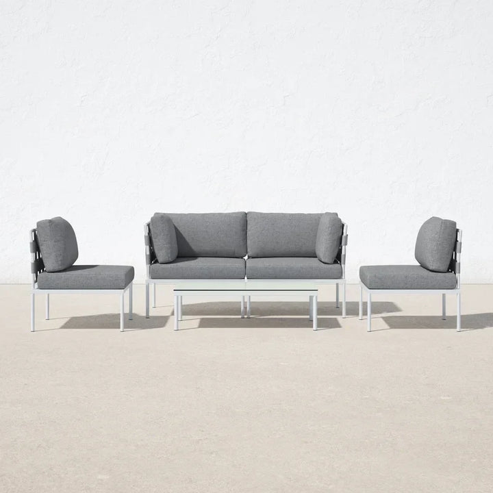 Ilin Outdoor Garden Balcony Sofa Set 2 Seater, 2 Single seater and 1 Center Table Set Braid & Rope