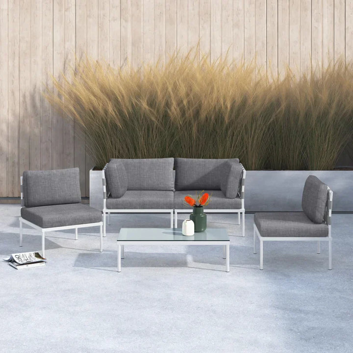 Ilin Outdoor Garden Balcony Sofa Set 2 Seater, 2 Single seater and 1 Center Table Set Braid & Rope