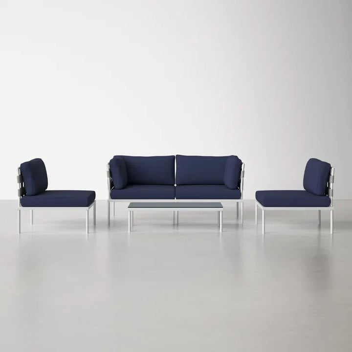 Ilin Outdoor Garden Balcony Sofa Set 2 Seater, 2 Single seater and 1 Center Table Set Braid & Rope