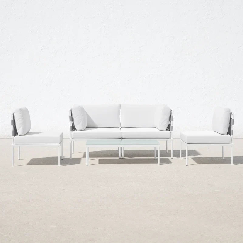 Ilin Outdoor Garden Balcony Sofa Set 2 Seater, 2 Single seater and 1 Center Table Set Braid & Rope