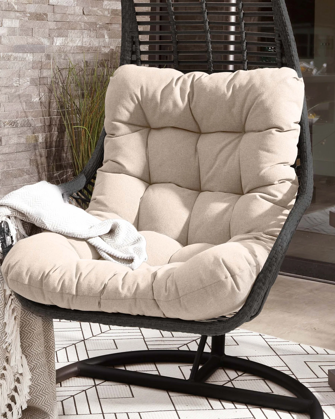 Emondo Single Seater Hanging Swing With Stand For Balcony , Garden Swing (Dark Brown)