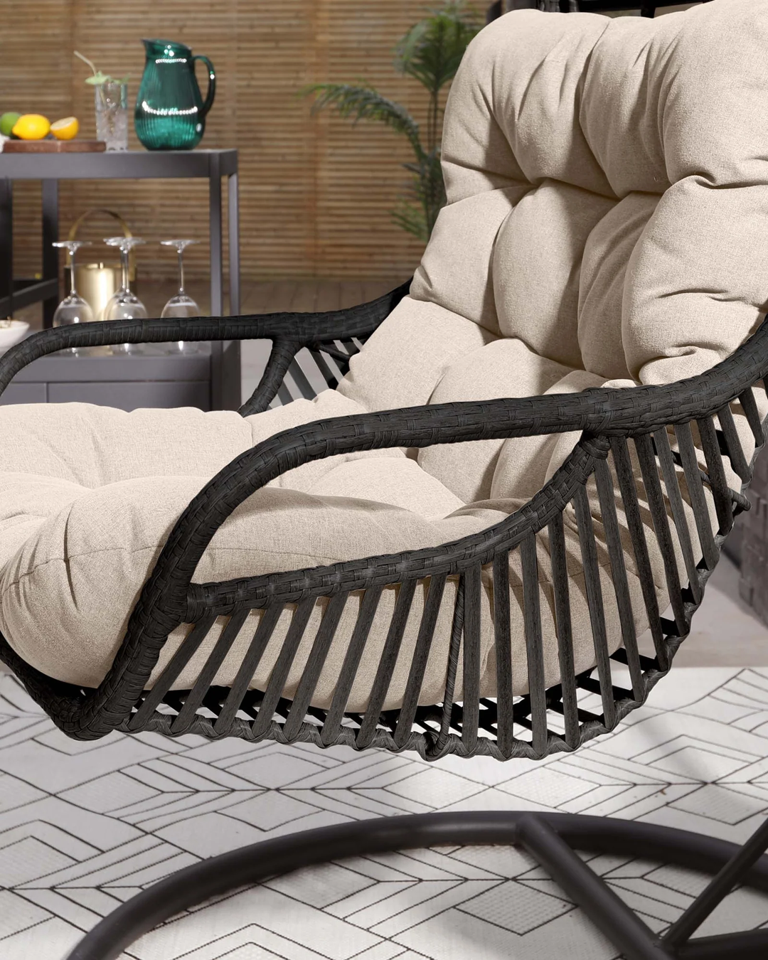 Emondo Single Seater Hanging Swing With Stand For Balcony , Garden Swing (Dark Brown)