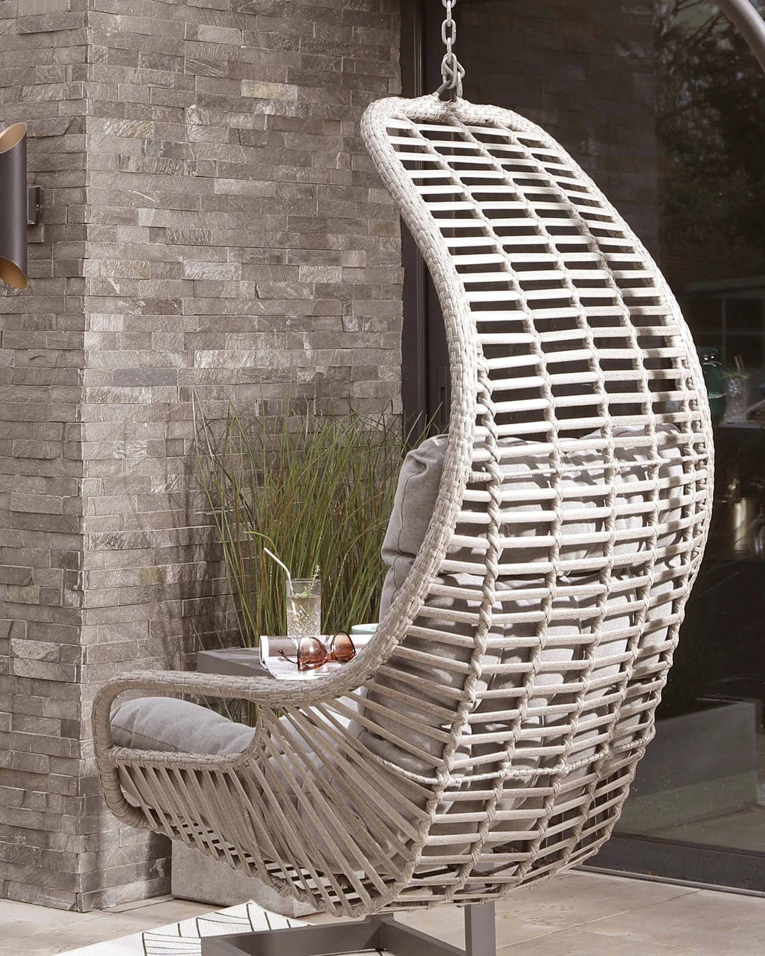 Edmondo Single Seater Hanging Swing With Stand For Balcony , Garden Swing (Grey)