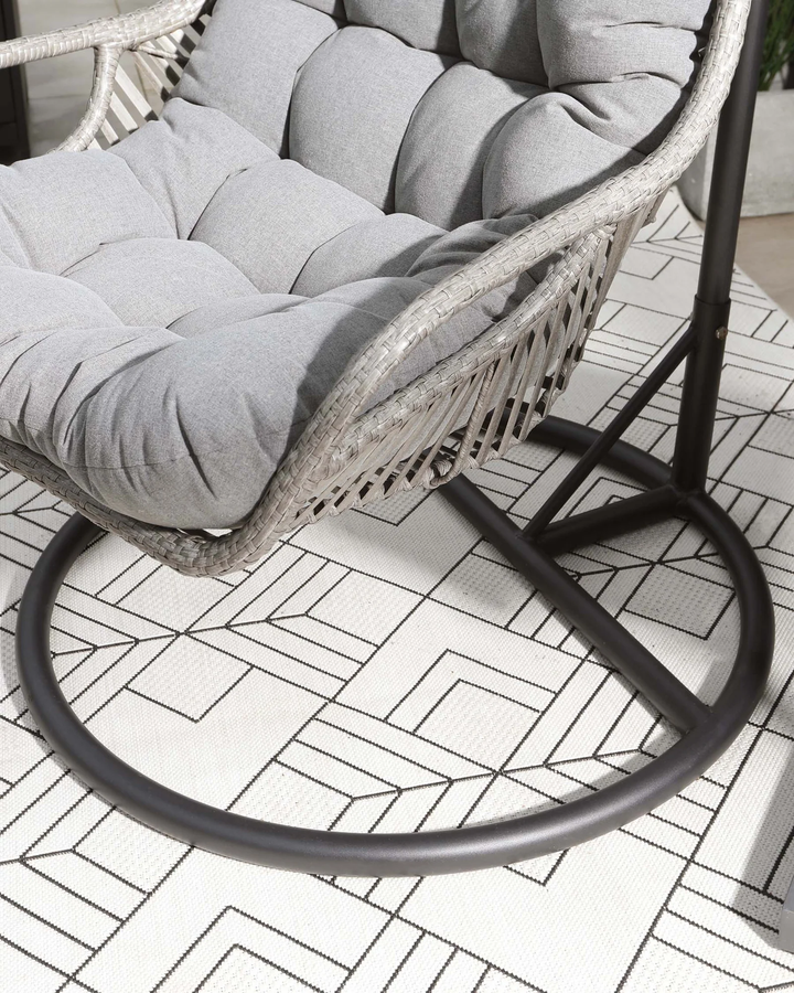 Edmondo Single Seater Hanging Swing With Stand For Balcony , Garden Swing (Grey)