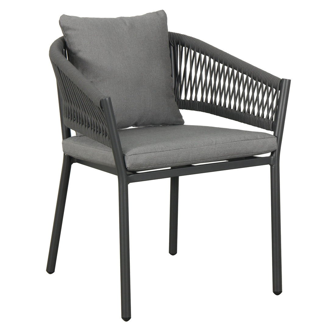 Muno Outdoor Patio Seating Set 4 Chairs and 1 Table Set (Black) Braided & Rope