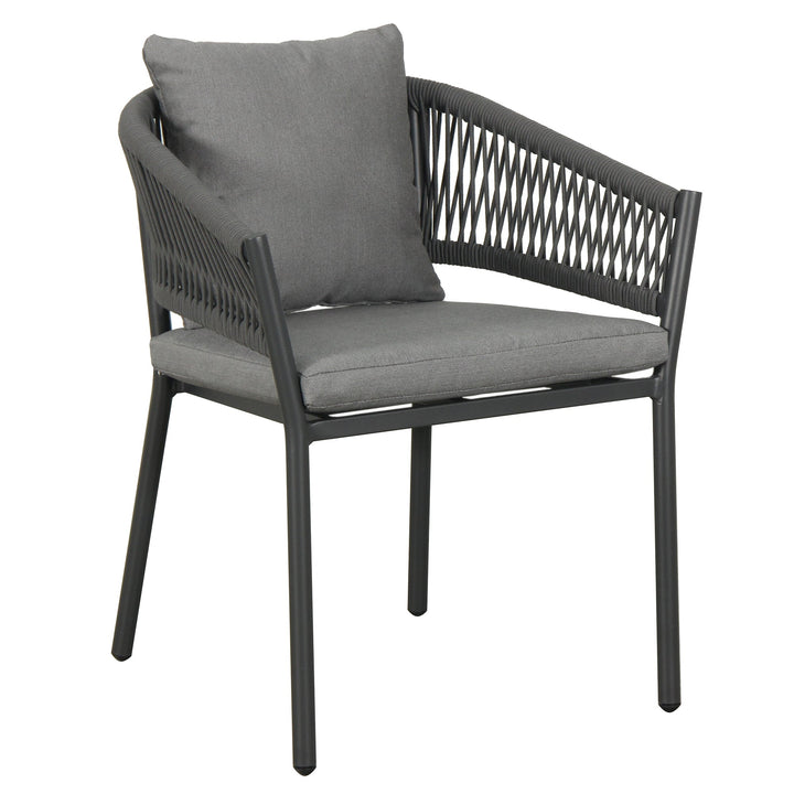 Muno Outdoor Patio Seating Set 4 Chairs and 1 Table Set (Black) Braided & Rope