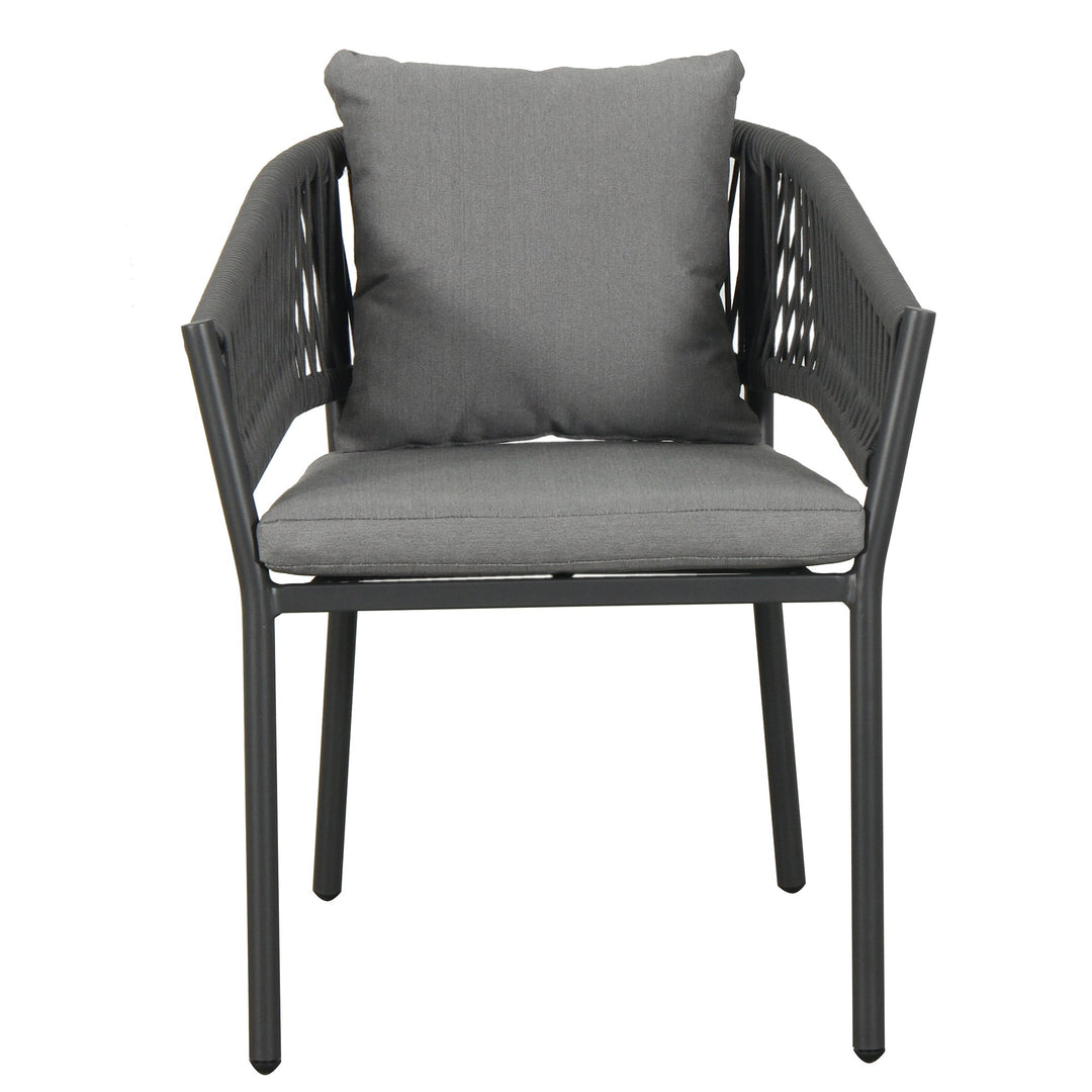 Muno Outdoor Patio Seating Set 4 Chairs and 1 Table Set (Black) Braided & Rope