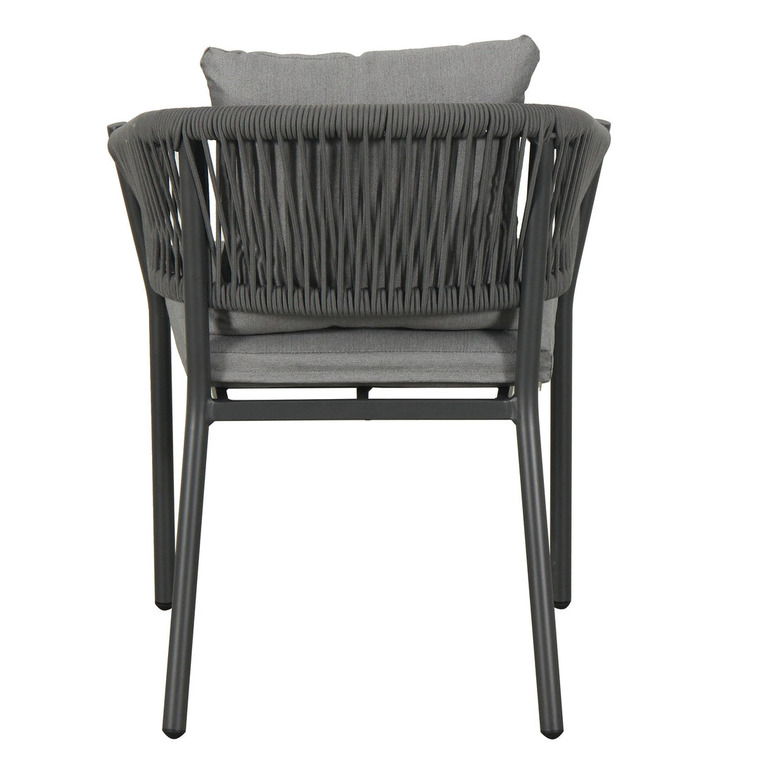 Muno Outdoor Patio Seating Set 4 Chairs and 1 Table Set (Black) Braided & Rope