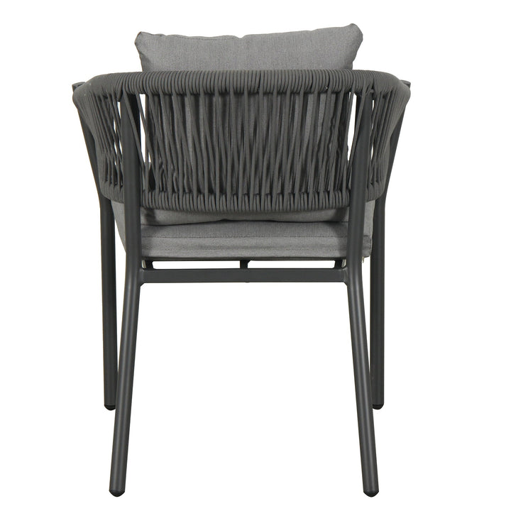 Muno Outdoor Patio Seating Set 4 Chairs and 1 Table Set (Black) Braided & Rope