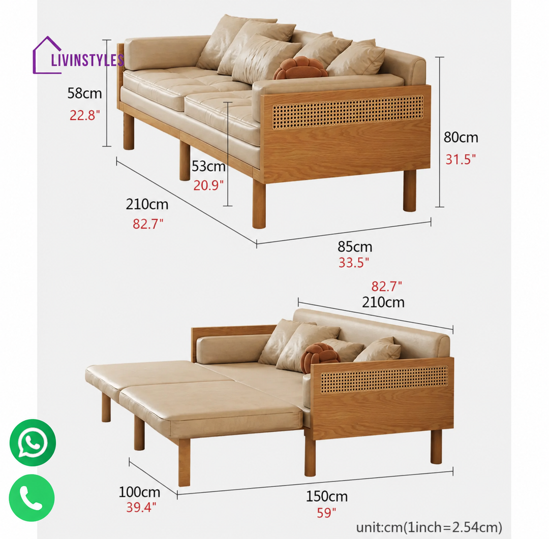 Anastasia Pull Out  Multifunction  Solid Wood Frame Sofa Bed - Custom