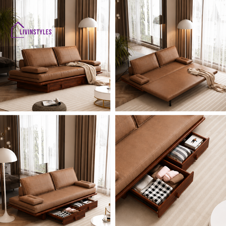 Lotte Pull Out Sofa Come Bed With Underneath Storage Drawers - SOFA BED