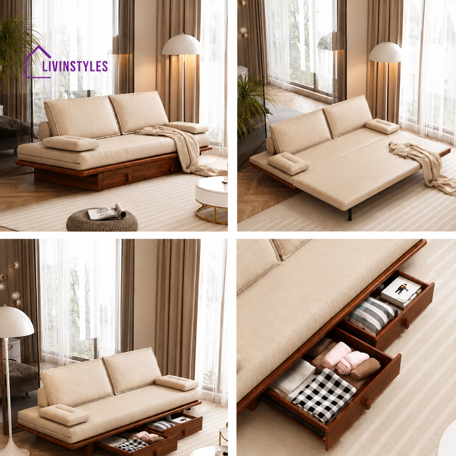 Lotte Pull Out Sofa Come Bed With Underneath Storage Drawers - SOFA BED