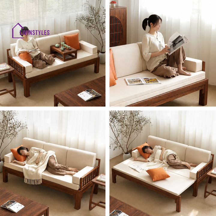 Mulder Solid Wood Sofa Come Bed & Premium Upholstery - FURNITURE