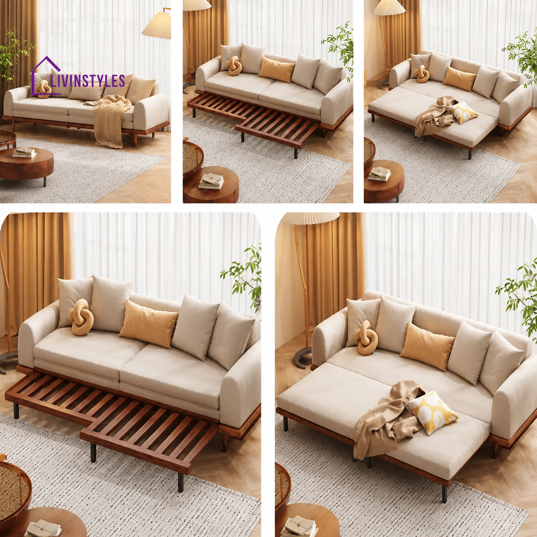 Boaz Solid Wood Sofa Come Bed for Living Room & Premium Upholstery - SOFA BED