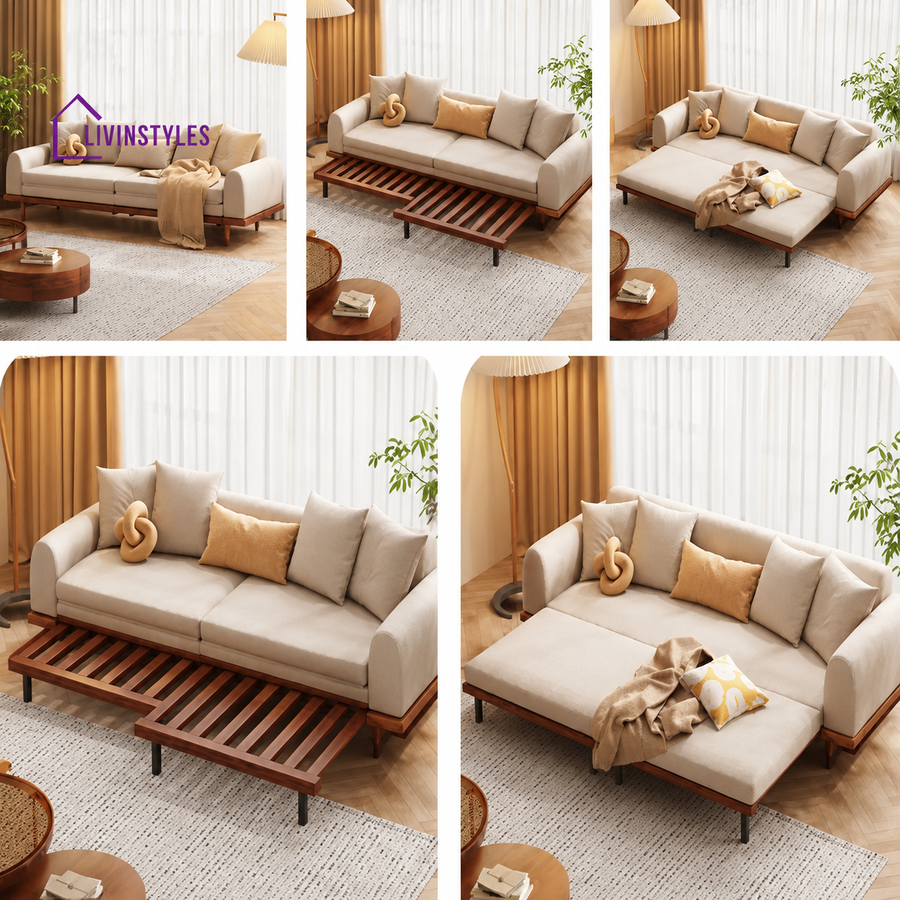 Boaz Solid Wood Sofa Come Bed for Living Room & Premium Upholstery - SOFA BED