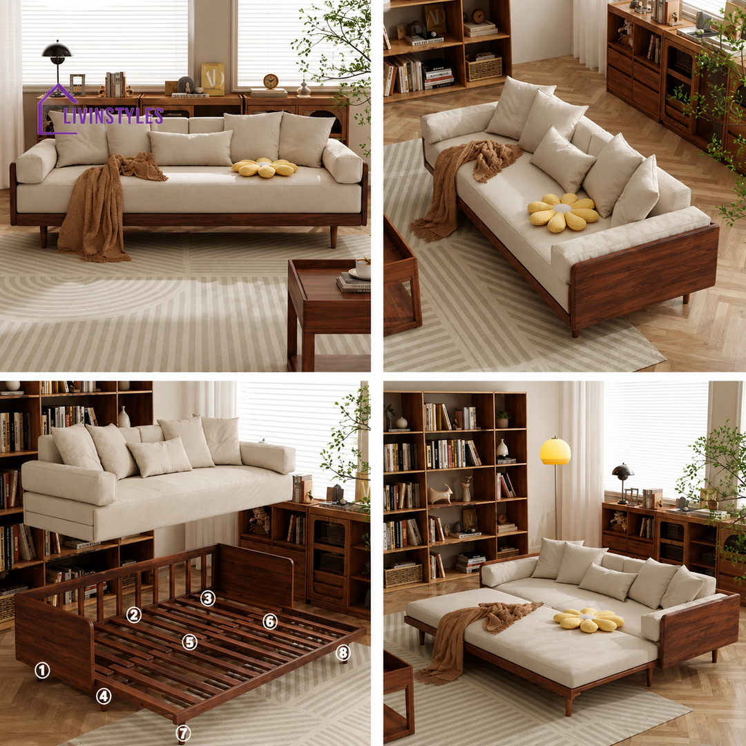 Damen Solid Wood Sofa Come Bed - SOFA BED
