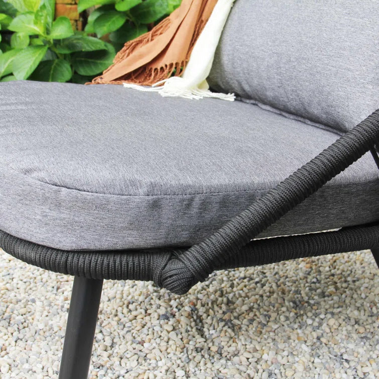 Peraza Outdoor Patio Seating Set 2 Chairs and 1 Table Set (Black) Braided And Rope