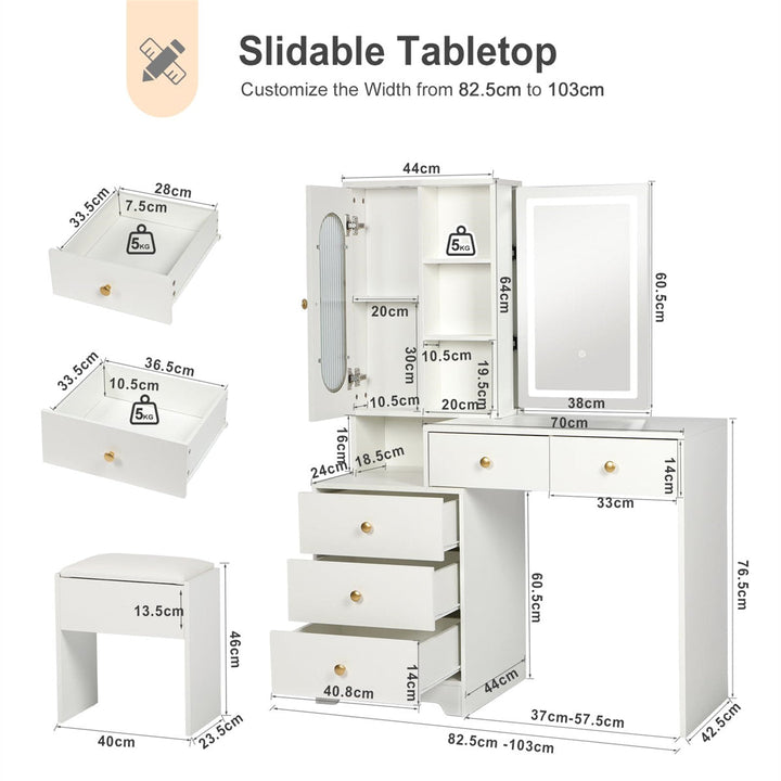 OmkarWood LuxeGlow Sliding LED Dressing Unit
