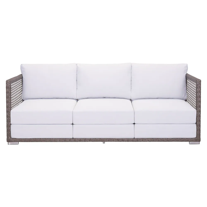 Coco Outdoor Sofa Set 3 Seater , 2 Single seater and 1 Center Table (White+ Brown)