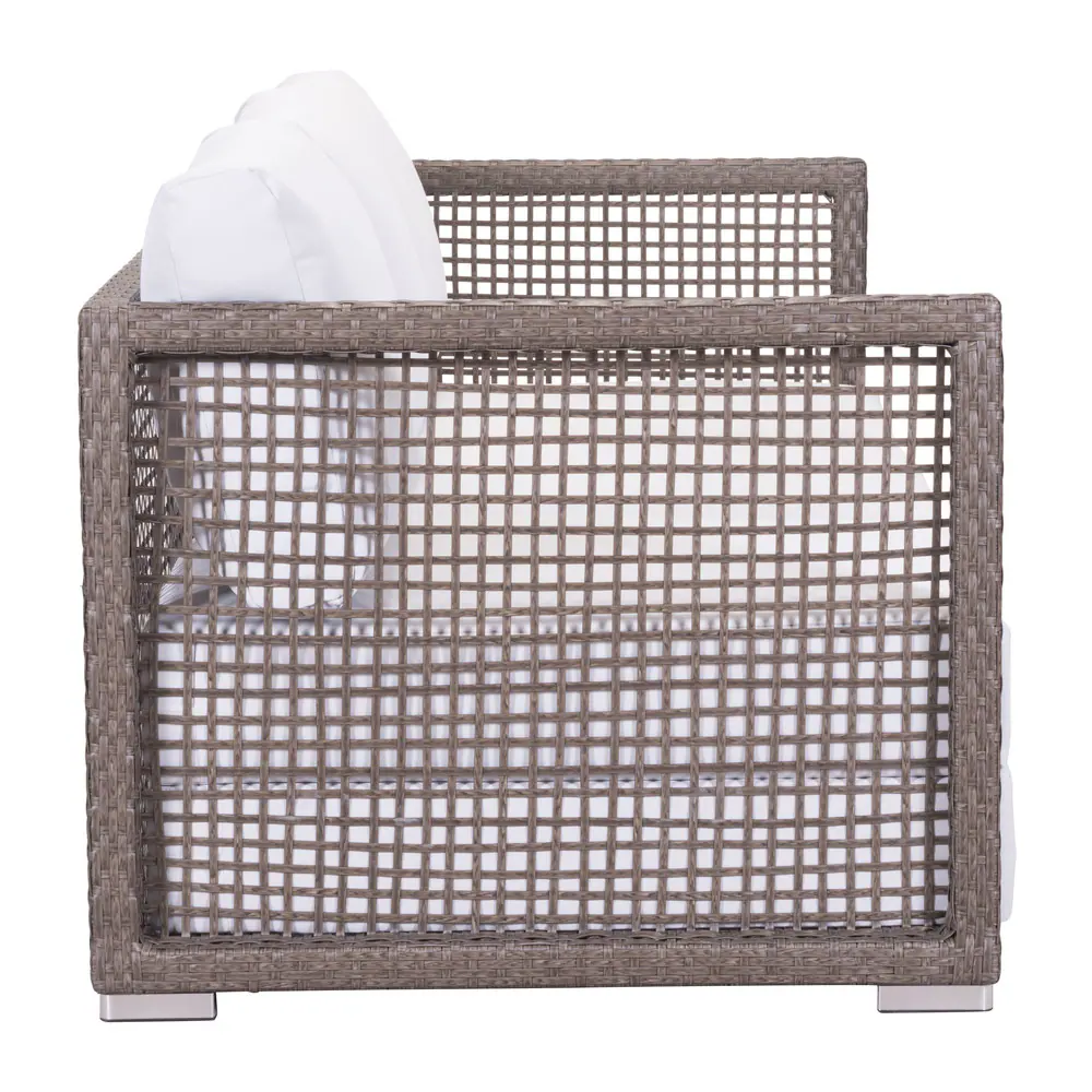 Coco Outdoor Sofa Set 3 Seater , 2 Single seater and 1 Center Table (White+ Brown)