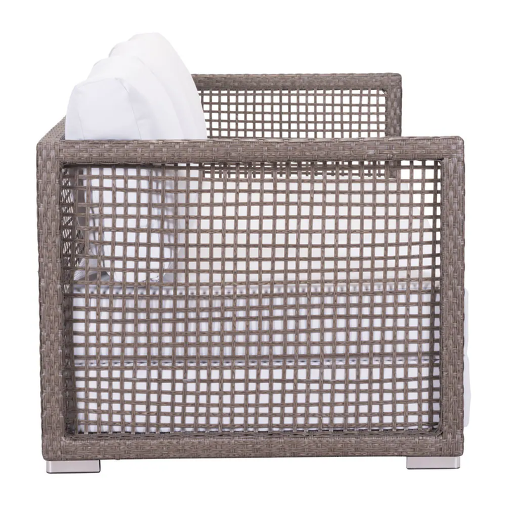 Coco Outdoor Sofa Set 3 Seater , 2 Single seater and 1 Center Table (White+ Brown)