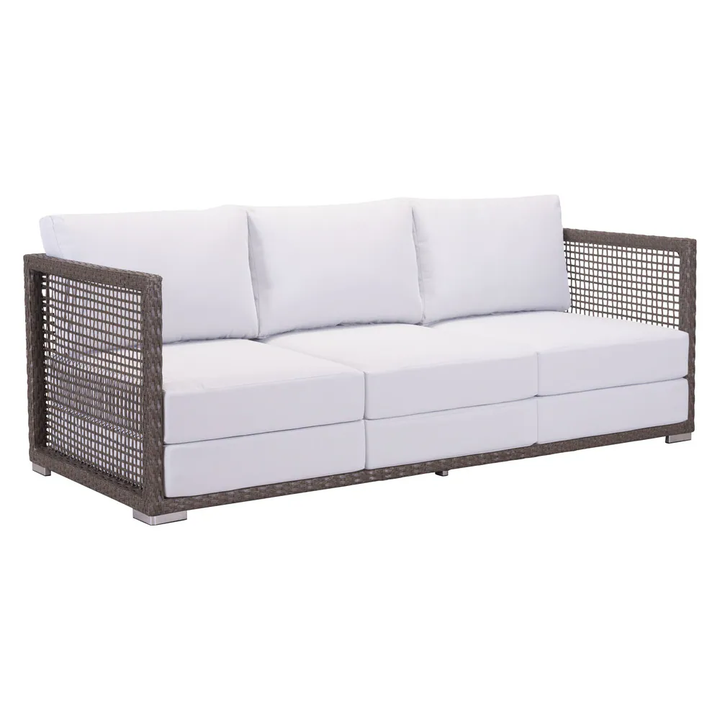 Coco Outdoor Sofa Set 3 Seater , 2 Single seater and 1 Center Table (White+ Brown)