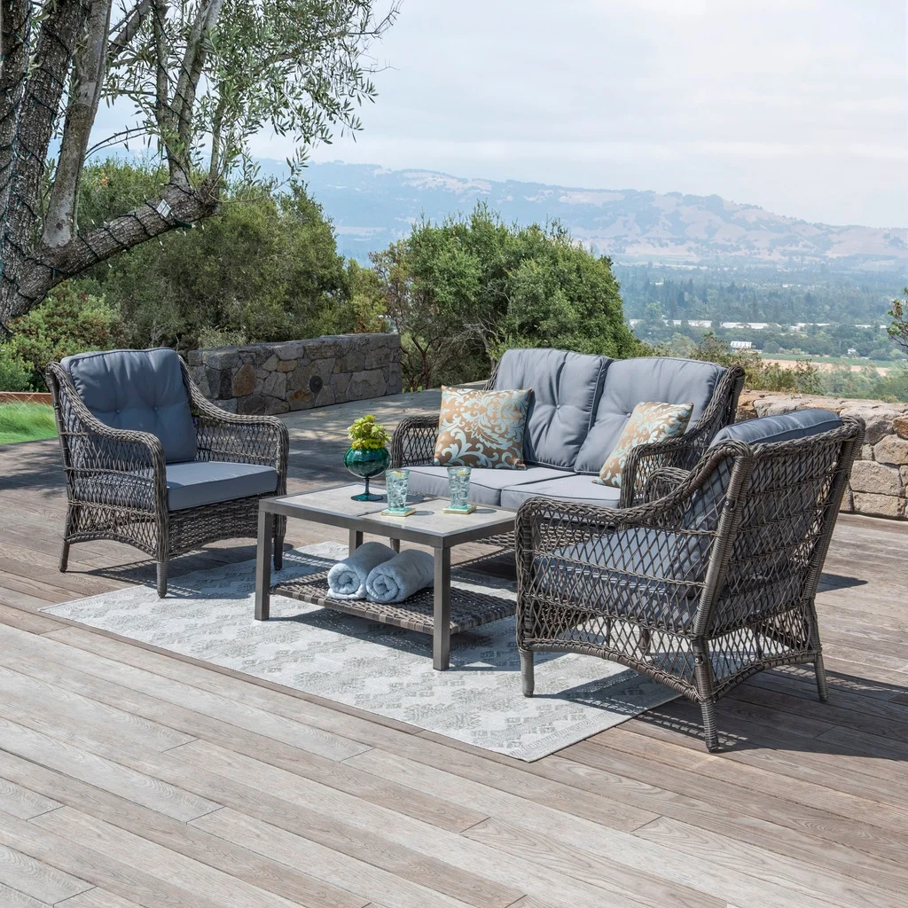 Mishil Outdoor Sofa Set 2 Seater, 2 Single seater and 1 Center Table (Grey)