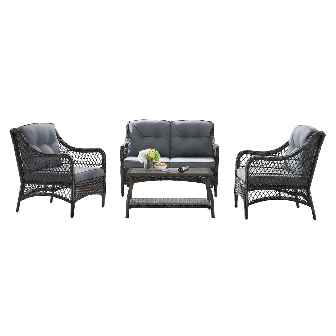Mishil Outdoor Sofa Set 2 Seater, 2 Single seater and 1 Center Table (Grey)