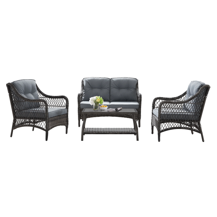 Mishil Outdoor Sofa Set 2 Seater, 2 Single seater and 1 Center Table (Grey)