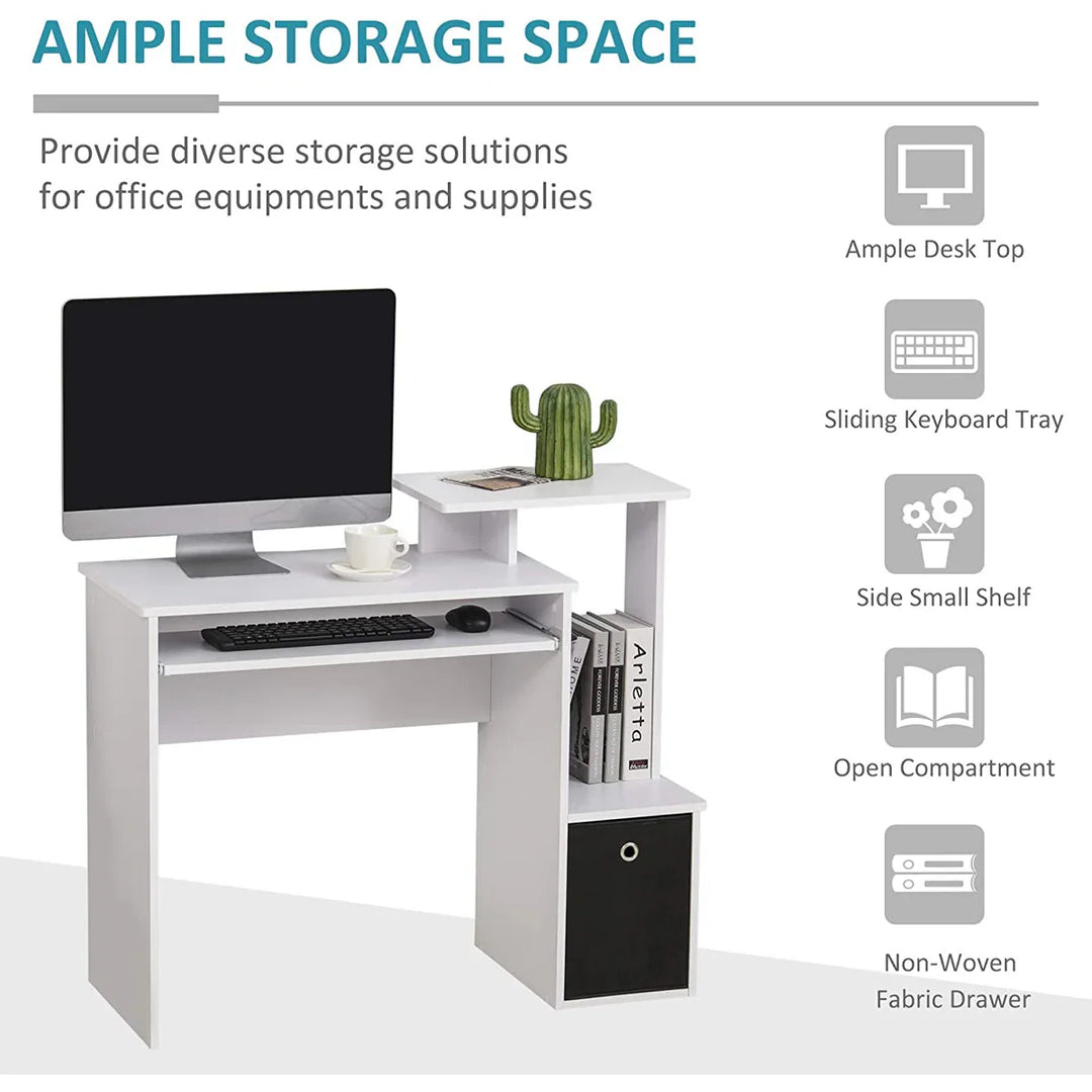 OmkarWood Cravens Compact Engineered Wood Study Table with Multi-Tier Storage