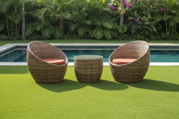 Cub Outdoor Patio Seating Set 2 Chairs and 1 Table Set (Arabica)