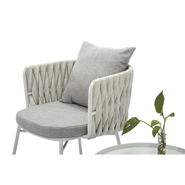 Dora Outdoor Patio Seating Set 2 Chairs and 1 Table Set (Grey) Braided & Rope