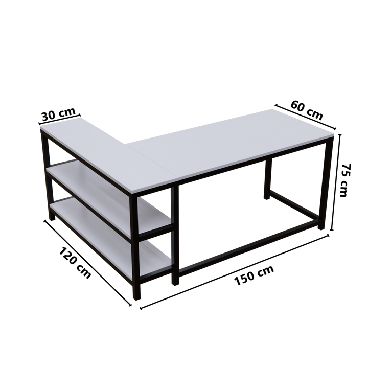 Optimus L shape desk with Storage Design | Computer Table | Study Table for Home