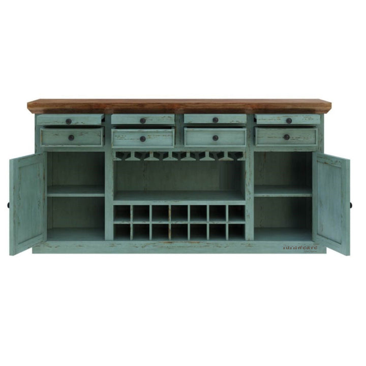 Mariia Wooden Drink Cabinet Bar Counter (Teal Distress) simple